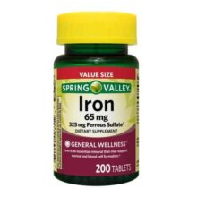 آهن 65 میلی گرمی اسپرینگ والی 200 عددی Spring Valley Iron Tablets, 65 mg