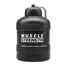 قیف پروتئین 2 تیکه MUSCLE STRENGTH آبی، سفید و مشکی رنگ