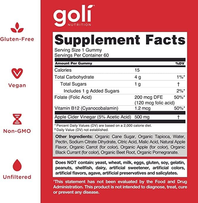 goli nutrition apple cider vinegar gummy vitamins 60 pieces 2 goli nutrition apple cider vinegar gummy vitamins 60 pieces 2